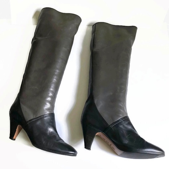Vintage Pollini  boots black and grey leather - Picture 1 of 6